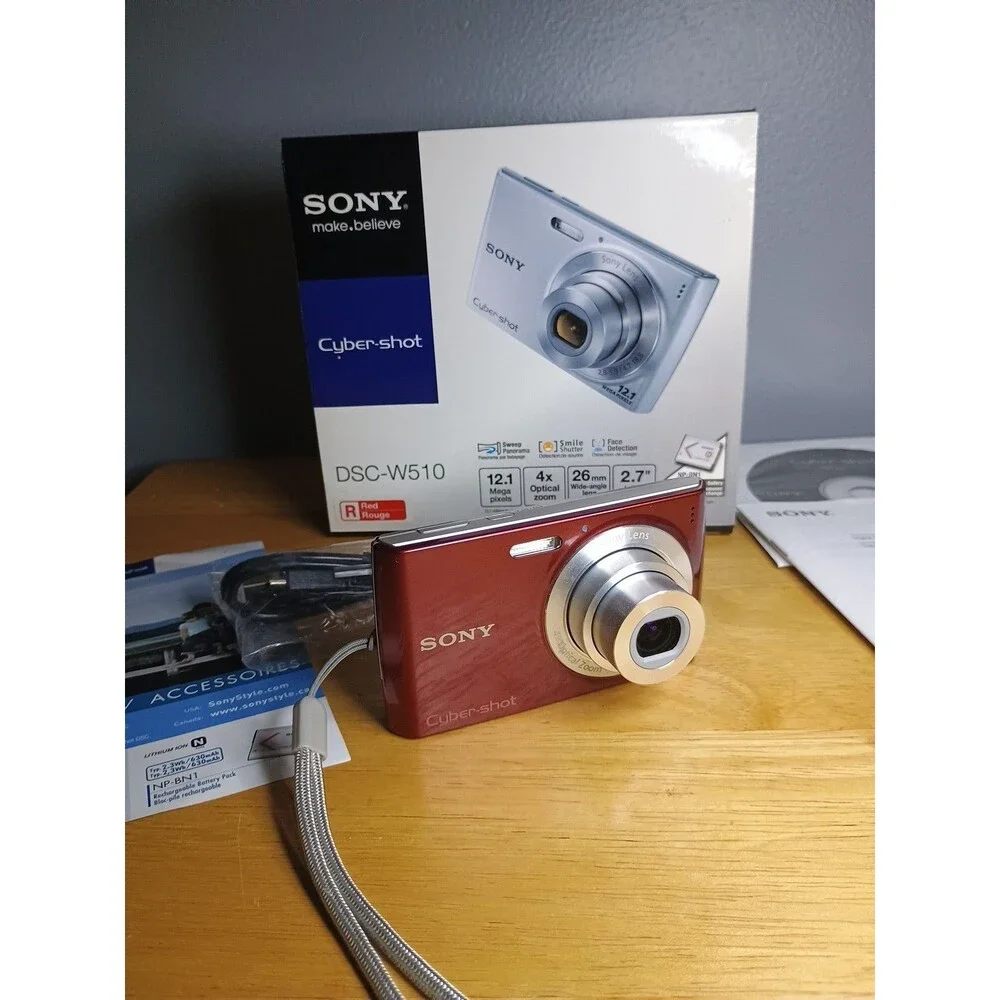 Sony Cyber-Shot DSC-W510 12.1MP Digital Camera Red Tested Pristine Condition